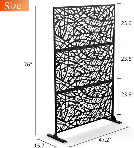 LUSPAZ Decorative Outdoor Privacy Screen Panels,Metal Material Patio Privacy Screen,Decorative Outdoor Divider with Stand for Outdoor Garden Backyard Patio Free Standing,Leaf-Shaped in Saudi Arabia