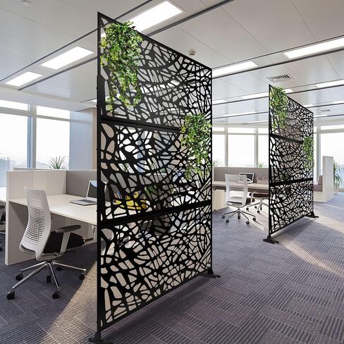 LUSPAZ Decorative Outdoor Privacy Screen Panels,Metal Material Patio Privacy Screen,Decorative Outdoor Divider with Stand for Outdoor Garden Backyard Patio Free Standing,Leaf-Shaped in Saudi Arabia