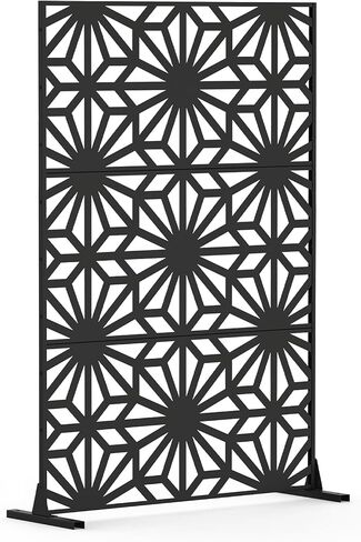 LUSPAZ Decorative Outdoor Privacy Screen Panels,Metal Material Patio Privacy Screen,Decorative Outdoor Divider with Stand for Outdoor Garden Backyard Patio Free Standing,Leaf-Shaped in Saudi Arabia