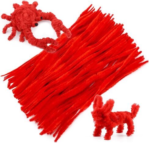 100 PCS Pipe Cleaners Chenille Stem, Bump Chenille Stems Pipe Cleaner, Red Pipe Cleaners Crafts Supplies for DIY Arts Crafts Decorations (Red) in Saudi Arabia