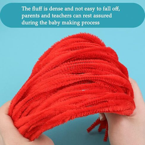 100 PCS Pipe Cleaners Chenille Stem, Bump Chenille Stems Pipe Cleaner, Red Pipe Cleaners Crafts Supplies for DIY Arts Crafts Decorations (Red) in Saudi Arabia