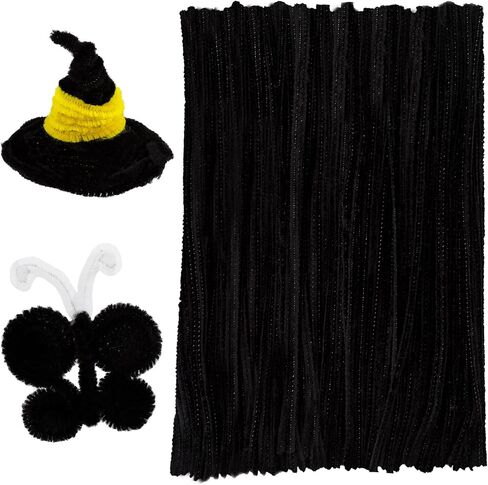 100 Pieces Pipe Cleaners Chenille Stem Solid Color Pipe Cleaners Bulk for Halloween Christmas DIY Craft Supplies Thick Black Pipe Cleaners Chenille Stems in Saudi Arabia
