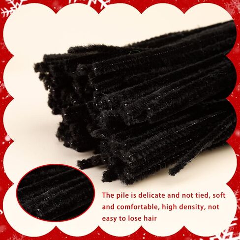 100 Pieces Pipe Cleaners Chenille Stem Solid Color Pipe Cleaners Bulk for Halloween Christmas DIY Craft Supplies Thick Black Pipe Cleaners Chenille Stems in Saudi Arabia