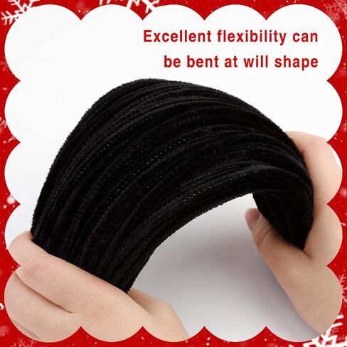 100 Pieces Pipe Cleaners Chenille Stem Solid Color Pipe Cleaners Bulk for Halloween Christmas DIY Craft Supplies Thick Black Pipe Cleaners Chenille Stems in Saudi Arabia