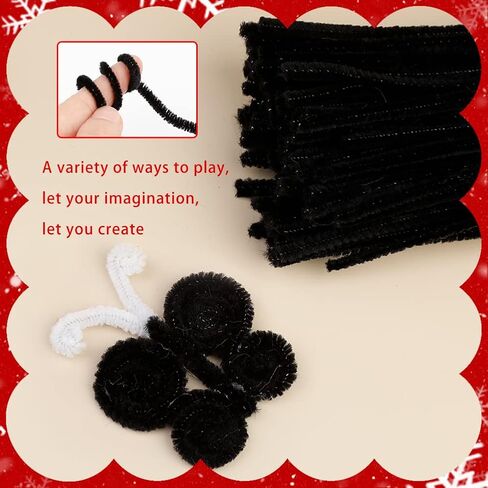 100 Pieces Pipe Cleaners Chenille Stem Solid Color Pipe Cleaners Bulk for Halloween Christmas DIY Craft Supplies Thick Black Pipe Cleaners Chenille Stems in Saudi Arabia