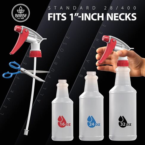 رشاشات بديلة Bar5F مكونة من قطعتين لزجاجات 16 أونصة أو 24 أونصة أو 32 أونصة، مقاومة للماء والمواد الكيميائية (عبوة من قطعتين، سلسلة T (أحمر)) in Kuwait