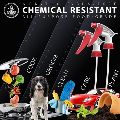 رشاشات بديلة Bar5F مكونة من قطعتين لزجاجات 16 أونصة أو 24 أونصة أو 32 أونصة، مقاومة للماء والمواد الكيميائية (عبوة من قطعتين، سلسلة T (أحمر)) in Kuwait