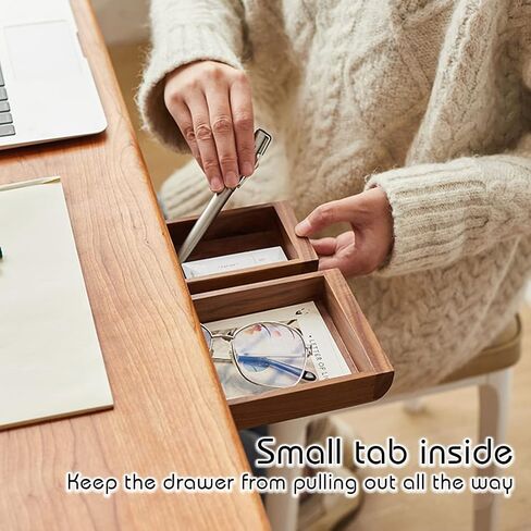 Under Desk Drawer Wood, Self-Adhesive Hidden Drawer Organizer Slide Out, Easy Installation Handmade Under Table Storage, Attachable Pencil Phone Holder For Office Home Classroom (Bamboo Extra Big) in Saudi Arabia