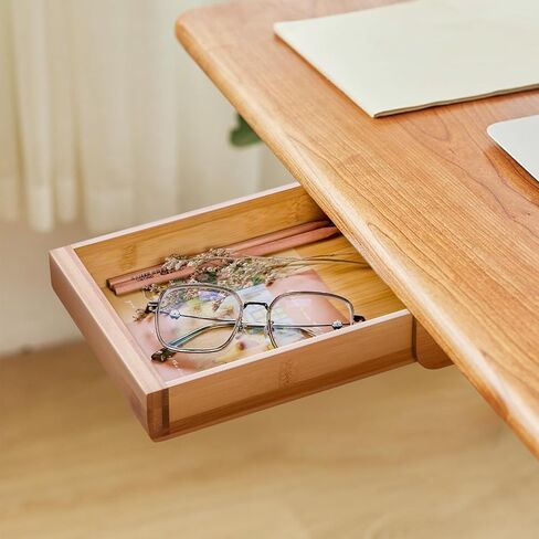 Under Desk Drawer Wood, Self-Adhesive Hidden Drawer Organizer Slide Out, Easy Installation Handmade Under Table Storage, Attachable Pencil Phone Holder For Office Home Classroom (Bamboo Extra Big) in Saudi Arabia