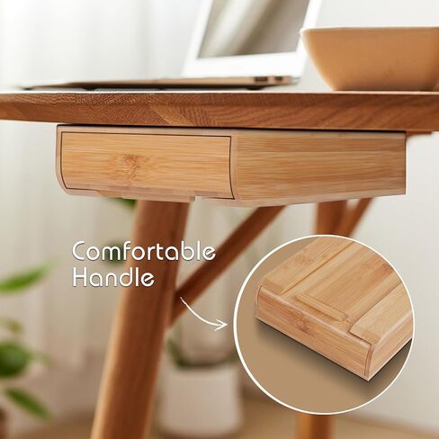Under Desk Drawer Wood, Self-Adhesive Hidden Drawer Organizer Slide Out, Easy Installation Handmade Under Table Storage, Attachable Pencil Phone Holder For Office Home Classroom (Bamboo Extra Big) in Saudi Arabia
