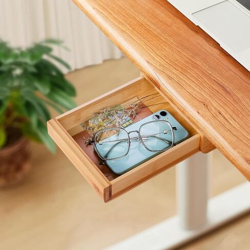Under Desk Drawer Wood, Self-Adhesive Hidden Drawer Organizer Slide Out, Easy Installation Handmade Under Table Storage, Attachable Pencil Phone Holder For Office Home Classroom (Bamboo Extra Big) in Saudi Arabia