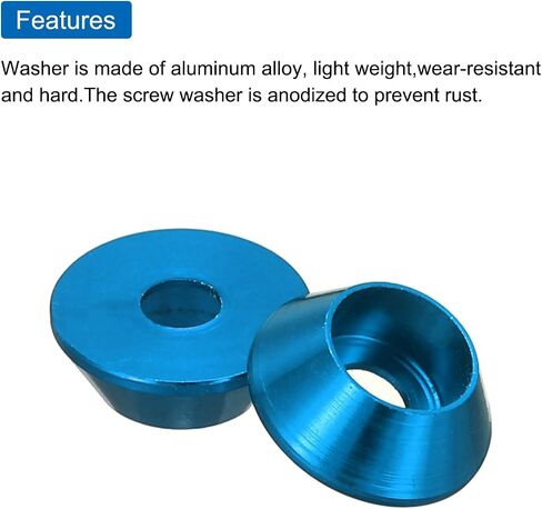 MECCANIXITY M2 Cone Cup Washers,Anodized Aluminum Gaskets Cup Head Washer Gasket for Screw RC/FPV/PC/Drone/Mechanical Accessories Model Parts, Pack of 50 (Black) in Saudi Arabia