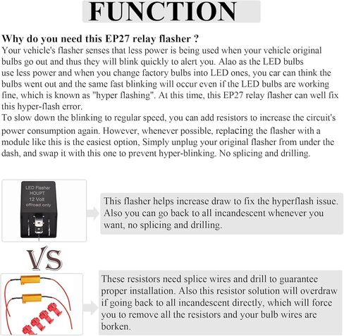 HOPUT 5 Pin LED Flasher Relay EP27 FL27، إصلاح مصابيح إشارة الانعطاف LED وميض وميض مفرط وتحذير من حرق اللمبة، حزمة من 1 in Kuwait