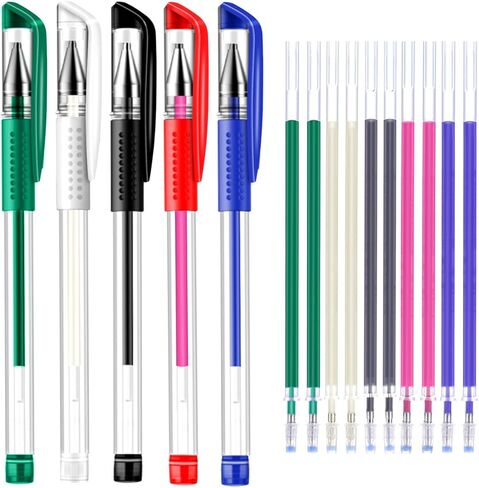 iNee Heat Erase Fabric Marking Pens with 10 Free Refills for Quilting Sewing, 5 Colors Assorted Pack(White, Black, Red, Green, Blue) in Kuwait