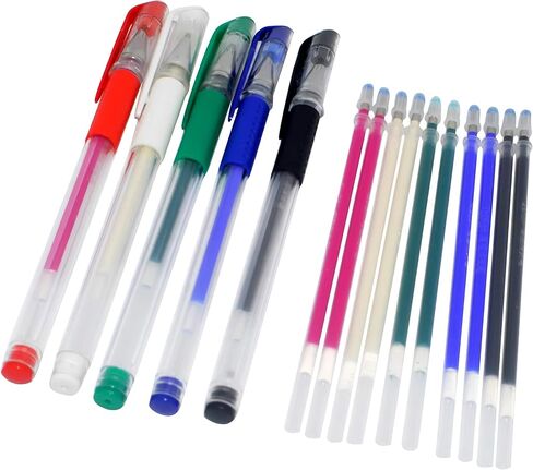 iNee Heat Erase Fabric Marking Pens with 10 Free Refills for Quilting Sewing, 5 Colors Assorted Pack(White, Black, Red, Green, Blue) in Kuwait
