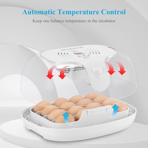Altrapow 16 Egg Incubator with Automatic Egg Turning, LED Egg Candler and Automatic Temperature Control, Incubators for Hatching Eggs with ℉ Display for Chicken, Duck, Quail and Goose in Kuwait