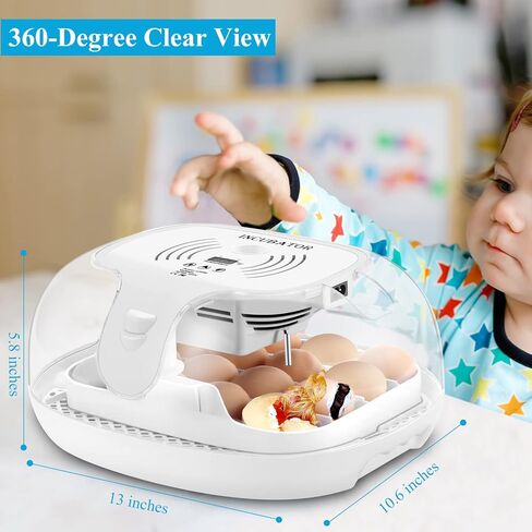 Altrapow 16 Egg Incubator with Automatic Egg Turning, LED Egg Candler and Automatic Temperature Control, Incubators for Hatching Eggs with ℉ Display for Chicken, Duck, Quail and Goose in Kuwait