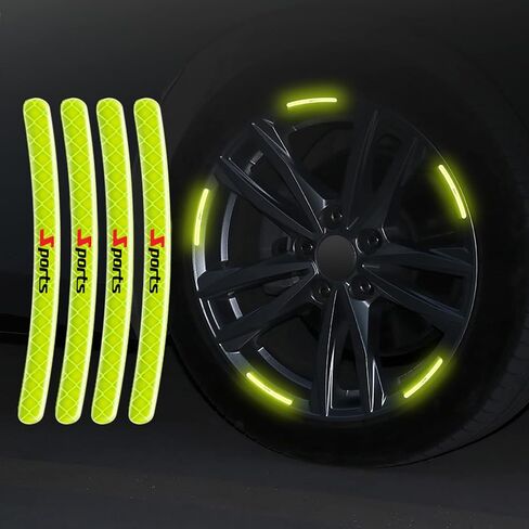20pcs Reflective Wheel Rim Stripe Decal Sticker for Car Motorcycle Wheels Cycling Bike Bicycle Night Safety Decoration Stripe Universal Anti-Scratch Reflective Rim Stickers(Fluorescent Green Sports) in Saudi Arabia
