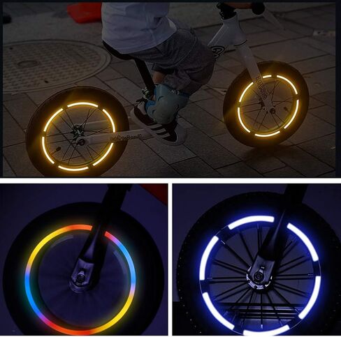 24pcs 9cm 2.7" Reflective Wheel Rim Stripe Decal Sticker for 12" Motorcycle Wheels Car Cycling Bike Bicycle Night Reflective Safety Decoration Stripe Kids Reflective Rim Stickers (Blue) in Saudi Arabia