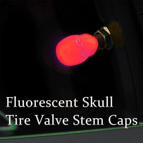 4 قطع أغطية جذعية لصمام إطارات السيارة، أغطية جذعية لصمام إطارات السيارة Noctilucent Skull، أغطية جذعية لصمام إطارات الجمجمة الفلورسنت، أغطية صمامات الإطارات المتوهجة في الظلام لمعظم السيارات والدراجات النارية والشاحنات (أحمر) in Saudi Arabia