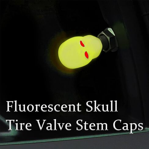 4 قطع أغطية جذعية لصمام إطارات السيارة، أغطية جذعية لصمام إطارات السيارة Noctilucent Skull، أغطية جذعية لصمام إطارات الجمجمة الفلورسنت، أغطية صمامات الإطارات المتوهجة في الظلام لمعظم السيارات والدراجات النارية والشاحنات (أحمر) in Saudi Arabia