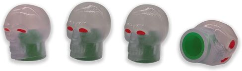 4 Pcs Car Tire Valve Stem Caps, Noctilucent Skull Automobile Tire Valve Stem Caps, Fluorescent Skull Tire Valve Stem Caps, Glow in The Dark Tire Valve Caps for Most Cars, Motorcycles, Trucks (Red) in Kuwait