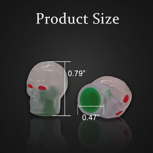 4 Pcs Car Tire Valve Stem Caps, Noctilucent Skull Automobile Tire Valve Stem Caps, Fluorescent Skull Tire Valve Stem Caps, Glow in The Dark Tire Valve Caps for Most Cars, Motorcycles, Trucks (Red) in Kuwait