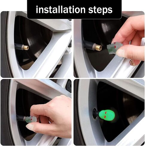 4 Pcs Car Tire Valve Stem Caps, Noctilucent Skull Automobile Tire Valve Stem Caps, Fluorescent Skull Tire Valve Stem Caps, Glow in The Dark Tire Valve Caps for Most Cars, Motorcycles, Trucks (Red) in Kuwait