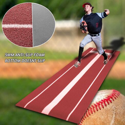 سجادة رمي الكرة اللينة مقاس 10 × 3 بوصات من Supvision مطاط رمي الكرة اللينة مع خط طاقة إسفنجي 5 مم متين وغير قابل للانزلاق in Kuwait