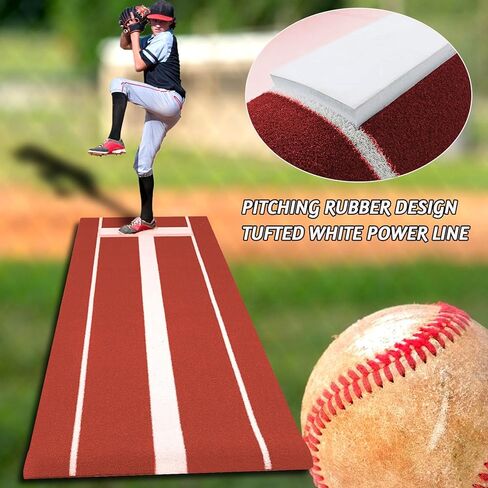 سجادة رمي الكرة اللينة مقاس 10 × 3 بوصات من Supvision مطاط رمي الكرة اللينة مع خط طاقة إسفنجي 5 مم متين وغير قابل للانزلاق in Kuwait