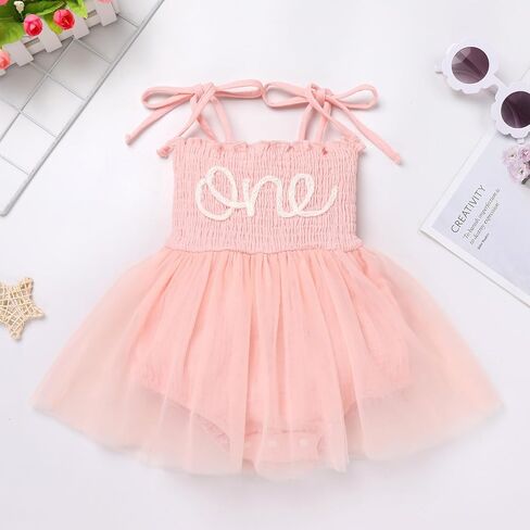 FYMNSI Baby 1st Birthday Girl Outfit Cotton ONE Printed Sleeveless Tutu Jumpsuit Romper Dress Headband 2pcs Summer Clothes in Saudi Arabia