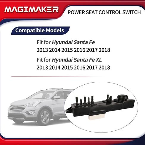 مفتاح التحكم في مقعد الطاقة من Magimaker الأيسر من جانب السائق 88540-2W100 متوافق مع Hyundai Santa Fe XL│Santa Fe 3.3L 2013 2014 2015 2016 2017 2018 استبدال 885402W100 مفتاح التحكم الكهربائي في المقعد in Saudi Arabia