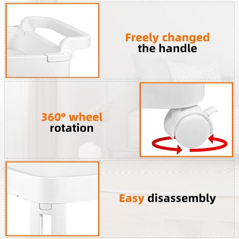 FOOK FISH 3 طبقات عربة تخزين دوارة منظم وحدة رفوف متنقلة عربة أدوات دوارة عربة أدوات مع عجلات للمطبخ والحمام والمكتب وغرفة المعيشة in Kuwait