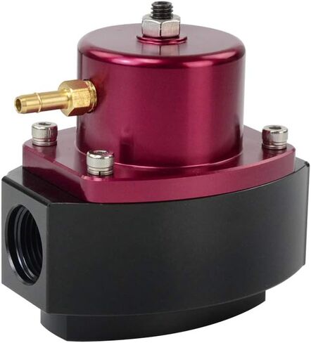 منظم ضغط الوقود القابل للتعديل من Hypertune بمقياس 8AN EFI Bypass Kit مرجع تعزيز - 1:1 4-65 PSI أسود + أحمر in Saudi Arabia