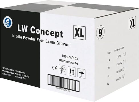 LW Concept - Black Nitrile Examination Gloves - Latex & Powder-Free, Disposable, Strong, Healthcare, Food Handling (Medium) in Saudi Arabia