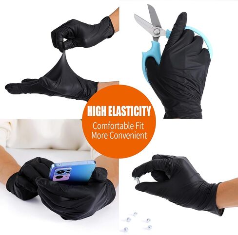 LW Concept - Black Nitrile Examination Gloves - Latex & Powder-Free, Disposable, Strong, Healthcare, Food Handling (Medium) in Saudi Arabia