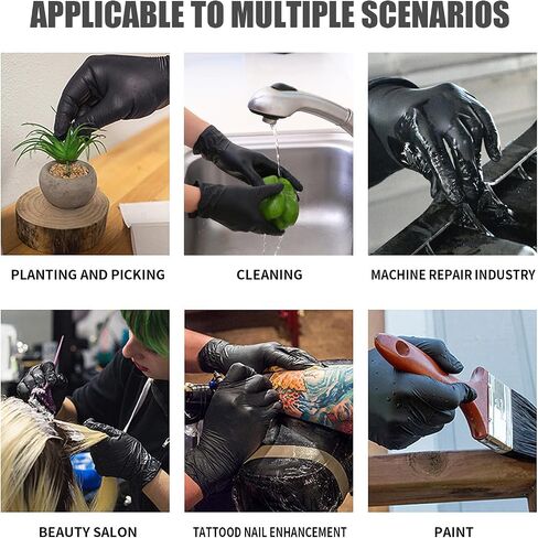 LW Concept - Black Nitrile Examination Gloves - Latex & Powder-Free, Disposable, Strong, Healthcare, Food Handling (Medium) in Saudi Arabia