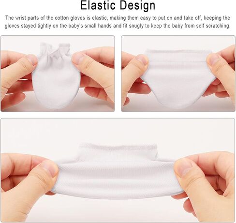 AQOKKA 8 أزواج من قفازات اليد للأطفال حديثي الولادة بدون خدش من القطن المرن للمعصم الرضع والأطفال الصغار من عمر 0 ​​إلى 6 أشهر للأطفال الأولاد والبنات in Kuwait