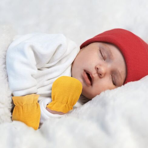 AQOKKA 8 أزواج من قفازات اليد للأطفال حديثي الولادة بدون خدش من القطن المرن للمعصم الرضع والأطفال الصغار من عمر 0 ​​إلى 6 أشهر للأطفال الأولاد والبنات in Kuwait