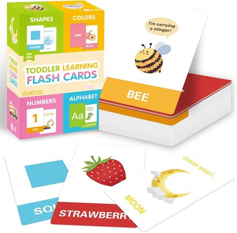 TAOZI&LIZHI Toddler Flash Cards, Set of 64 Letters, Colors, Shapes, Numbers, Animal and Fruits, Alphabet Learning Toy Educational Preschool Toddler Flashcards in Saudi Arabia
