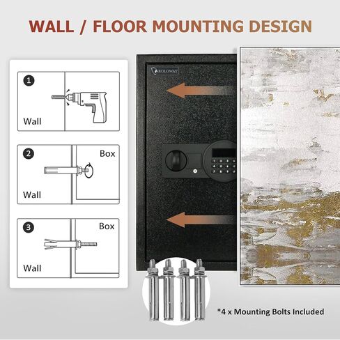 ROLOWAY Steel Money Safe Box for Home with Fireproof Money Bag for Cash Hidden, Security Safe Box with Keys and Keypad (Black) in Kuwait