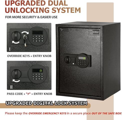 ROLOWAY Steel Money Safe Box for Home with Fireproof Money Bag for Cash Hidden, Security Safe Box with Keys and Keypad (Black) in Kuwait