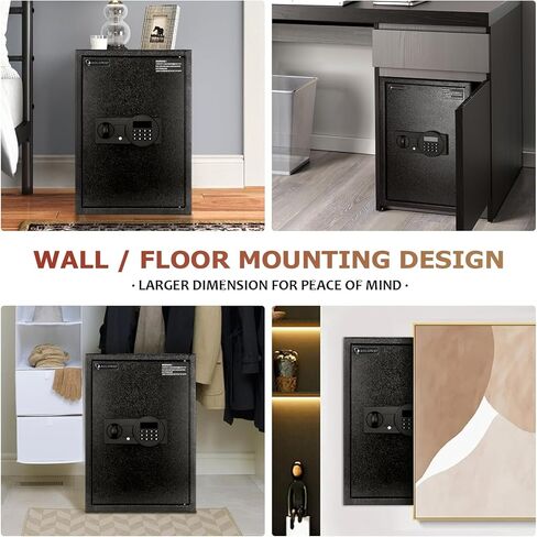 ROLOWAY Steel Money Safe Box for Home with Fireproof Money Bag for Cash Hidden, Security Safe Box with Keys and Keypad (Black) in Kuwait