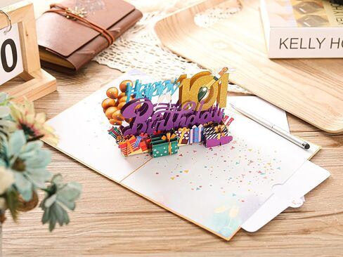 بطاقة تهنئة منبثقة ثلاثية الأبعاد لعيد الميلاد السعيد الـ 101 من Liif - بطاقة عيد ميلاد 101 للنساء، والرجال، وهي، وهو، مضحك، بالون، شامبانيا، صديق، تهانينا in Kuwait