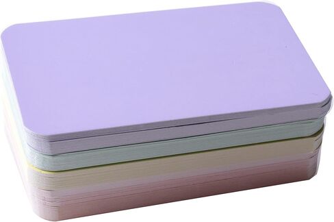 Sowaka 100 Pcs Mini Cards Blank Colorful Round Corner Cardboard Flash Word Message Index Tags Cards for Business Note Language Learning Art Craft Office Supplies (Black) in Kuwait