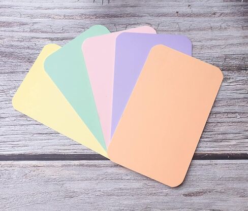 Sowaka 100 Pcs Mini Cards Blank Colorful Round Corner Cardboard Flash Word Message Index Tags Cards for Business Note Language Learning Art Craft Office Supplies (Black) in Kuwait