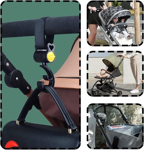 مشابك خطافية لعربة الأطفال، مشبك عربة الأطفال قابل للدوران، ملحقات عربة الأطفال المريحة، خطافات حقيبة الأم لتعليق أكياس الحفاضات، والمحفظة، ومنظم عربة الأطفال in Kuwait