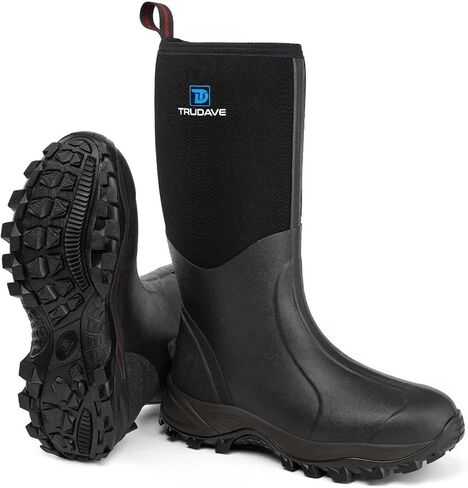 Trudave Rubber Boots for Men & Women with Steel Shank, Mens Rain Boots Waterproof Insulated, Reliable 6mm Neoprene Warm Anti-slip High Traction Multi-season Dry Mud Boot for Outdoor, Work, Hunting in Saudi Arabia