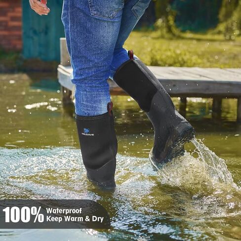 Trudave Rubber Boots for Men & Women with Steel Shank, Mens Rain Boots Waterproof Insulated, Reliable 6mm Neoprene Warm Anti-slip High Traction Multi-season Dry Mud Boot for Outdoor, Work, Hunting in Saudi Arabia