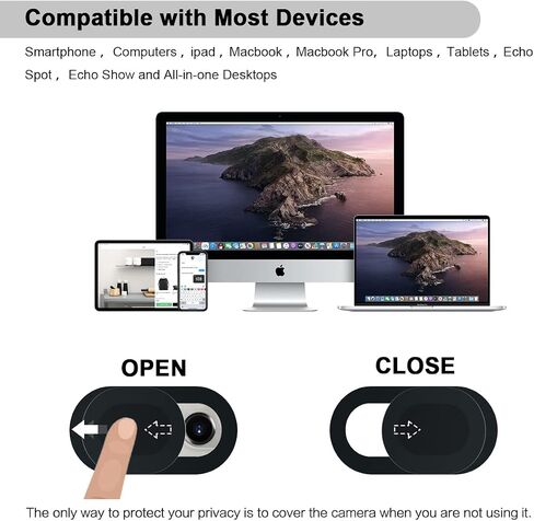 Webcam Cover, Laptop Webcam Cover Slide 8 Pcs, Laptop Camera Cover Slider, Phone Webcam Covers Slide for iPad, iPhone, Laptop, Desktop, PC, Tablet, Sliding Cover(Black) in Saudi Arabia